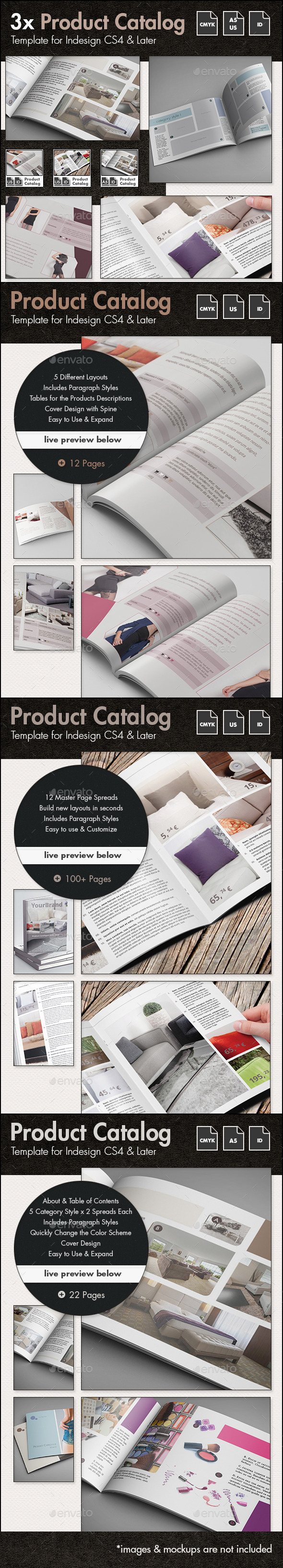 Product Catalog Template Bundle US Letter and A5, Print Templates